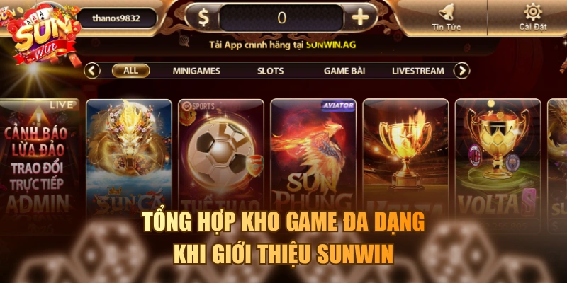 Tổng hợp kho game đa dạng khi giới thiệu SUNWIN